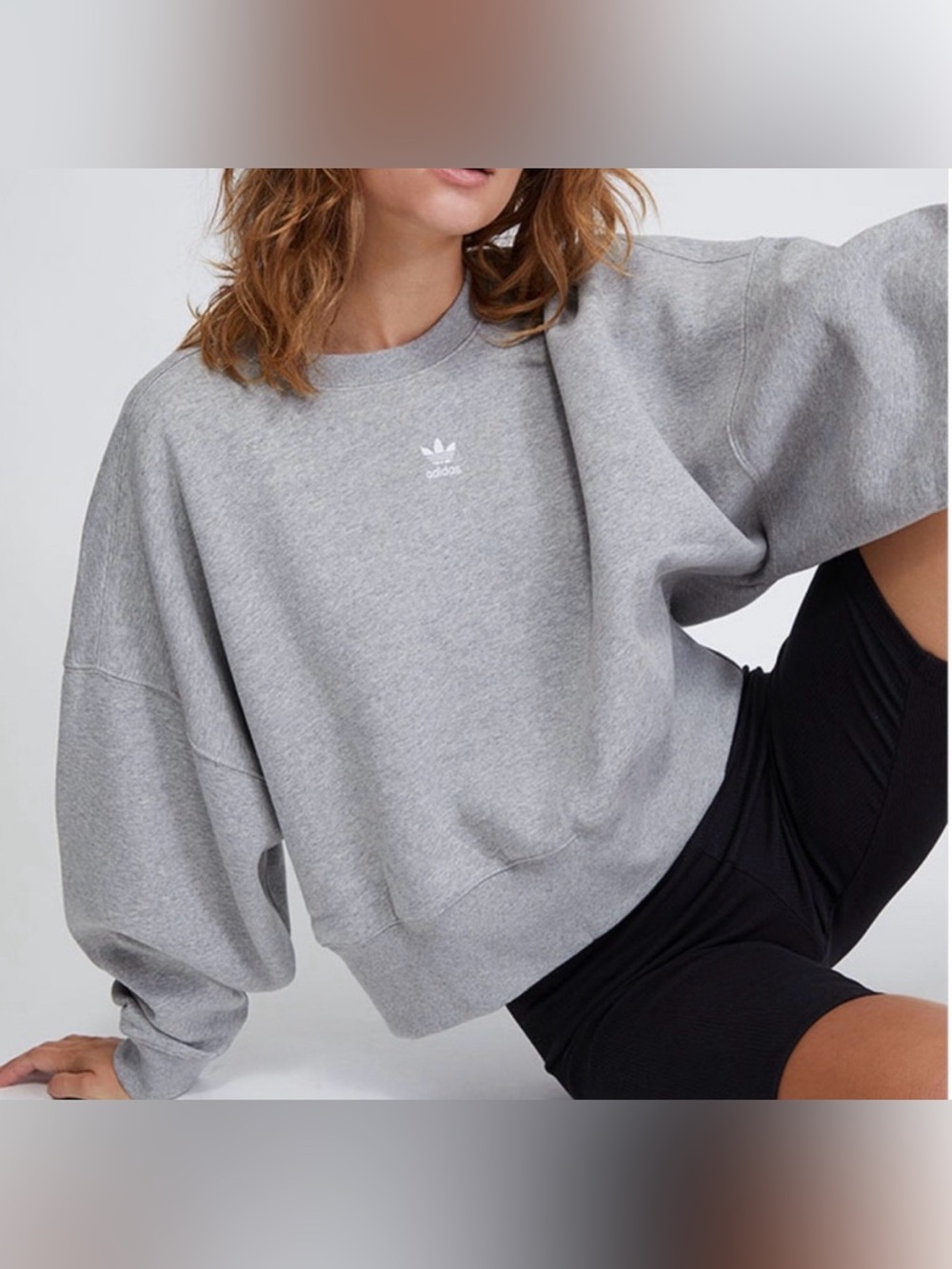 Adidas Women’s Heather Grey Boxy Crew Neck Sweatshirt XL